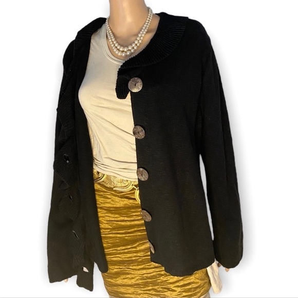 Willow VTG SWEATER CARDIGAN RUFFLE COLLAR DOUBLE BREASTED PEARL BUTTONS - Picture 2 of 9